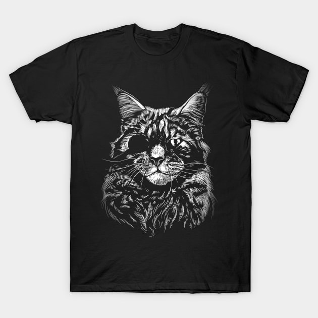 Realistic cat with eye patch T-Shirt by franksuharkless